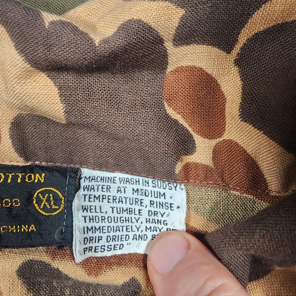 VINTAGE Kmart Camo Shirt Mens XL Brown Frogskin Duck Hunting Outdoor Field Chore - Picture 3 of 11